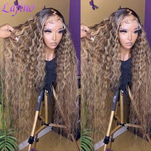 200 고밀도 워터 웨이브 P4/27 하이라이트 13x4 13x6 HD 레이스 프론탈 딥 웨이브 가발 브라질리언 100% 염색된 곱슬머리 인모 가발