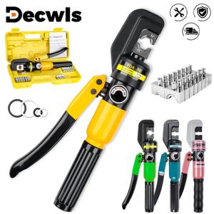 유압 플라이어 4-6-8-10-16-25-35-50-70mm² 홈 DIY 유압 압착 펜치 10T 유압 공구 케이블 터미널 압착 펜치 산업용 등급 유압 프레스, 4가지 색상 사용 가능(노란색-핑크-녹색-파란색)