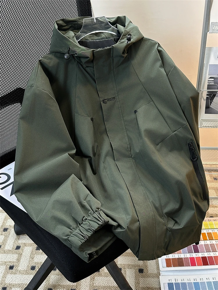 미국 스타일 남성 캐주얼 루즈 아웃도어 방풍 재킷 2024년 가을 신상 마운틴 시리즈 작업복 후드 코트