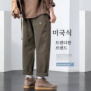 남성용 편안한 팬츠 2023년 신상품 넓은 슬림핏 대형 작업복 가을 겨울 넓은 다리 긴 팬츠 트렌디