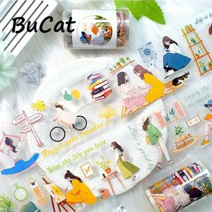 2m/롤 다채로운 레이디 애완 동물 Washi 테이프 장식 스티커 Scrapbooking 저널 플래너 편지지에 대 한 투명 마스킹 테이프