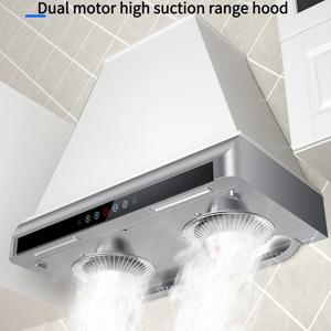 주방 상단 흡입 듀얼 모터용 초박형 레인지 후드, 강력한 흡입력, 주방 환풍기 에너지 절약, 넓은 710mm