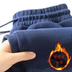 남성용 플리스 안감 스포츠 스트레이트 레그 롱 팬츠 가을 겨울 대형 사이즈 캐주얼 편안한 스웨트팬츠 청년 트렌드 블랙