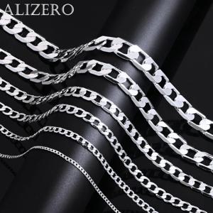 남자 925 스털링 실버 목걸이 2/4/6/8/10/12MM 40-75cm 페이스 체인 목걸이 랍스터 걸쇠 남자 여자 약혼 보석 선물