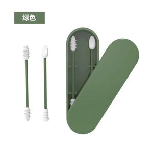 2Pcs 재사용 가능한 면봉 실리콘 귀 선택 나선형 클리너 도구 휴대용 실리콘 면봉 클린 스틱 버드 립 아이 라이너 메이크업