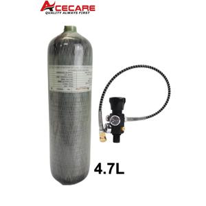 ACECARE 탄소 섬유 실린더 고압 탱크 충전 레귤레이터, 필 스테이션 듀얼 게이지 밸브, M18 * 1.5, 4500psi, 300Bar, 4.7L