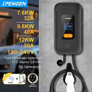 IPENGEN Type1 EV 충전기 스테이션 32A 40A 50A EVSE Wallbox APP 기능 7.6KW 9.6KW 12KW 충전 스테이션 전기 자동차 자동차