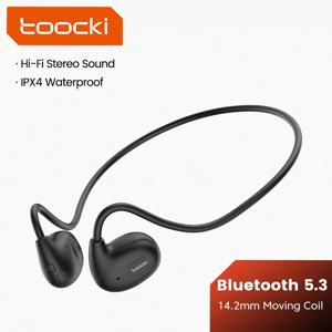 Toocki 공기 전도 귀고리 착용 헤드폰 Bluetooth 5.3 마이크가 있는 이어폰 게임 스포츠 Hi-Fi 스테레오 헤드셋(휴대폰용)