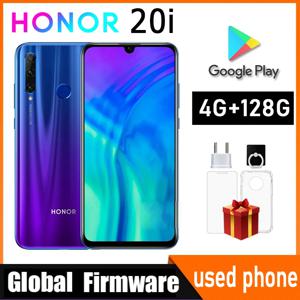 HONOR 20i 스마트폰 글로벌 펌웨어 Android 9.0 Haisi Qilin 710 지문 인식 6.21인치 전면 카메라 32MP 중고 전화