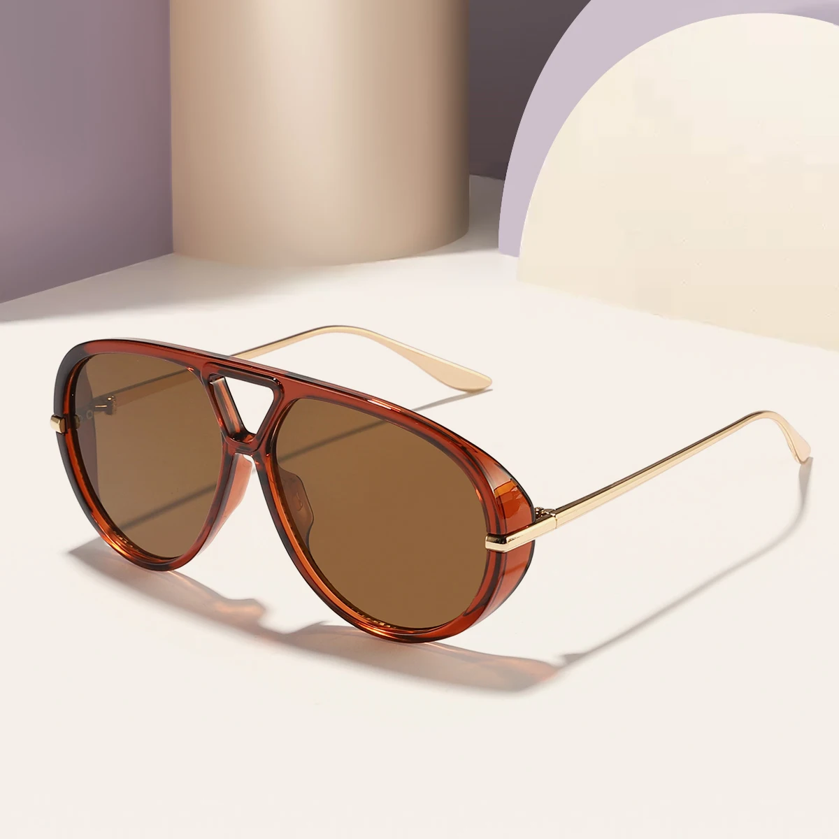 남녀공용 레트로 대형 프레임 클래식 더블 빔 선글라스, 새로운 오토바이 스타일, 일상 여행용 필수품, 1 개