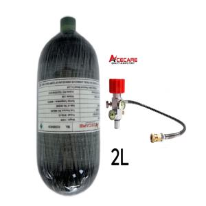 Acecare 4500psi 300Bar 2L 탄소 섬유 실린더 고압 탱크 HPA 공기 병 스쿠버 다이빙 실린더 밸브 M18 * 1.5