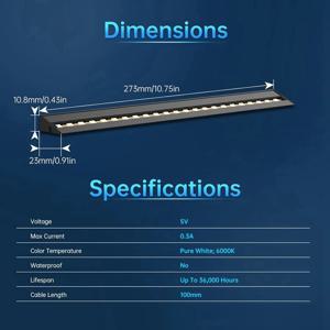 Bambu-Lab P1S P1P X1C X1E 3D 프린터, 5V 0.3A LED 스트립용 DQ2G Panda Lux LED 스트립 업그레이드 키트