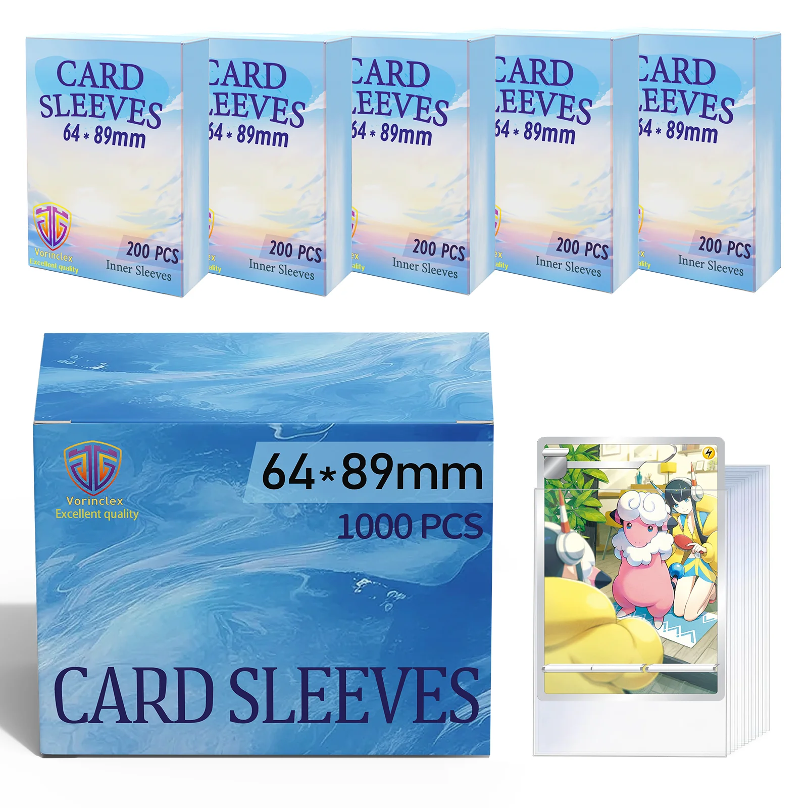 1000 PCS 내부 카드 슬리브 완벽한 맞춤 MTG/YGO 트레이딩 카드, 스포츠 카드, 부드러운 내부 카드 슬리브는 부드럽고 거칠다