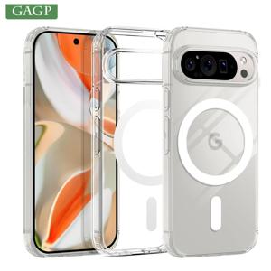 Google Pixel 9A 10 9 8 7 6 Pro 9 Pro XL 8A 7A 6A 무선 충전 투명 TPU 커버 용 고급 투명 Magsafe 마그네틱 케이스
