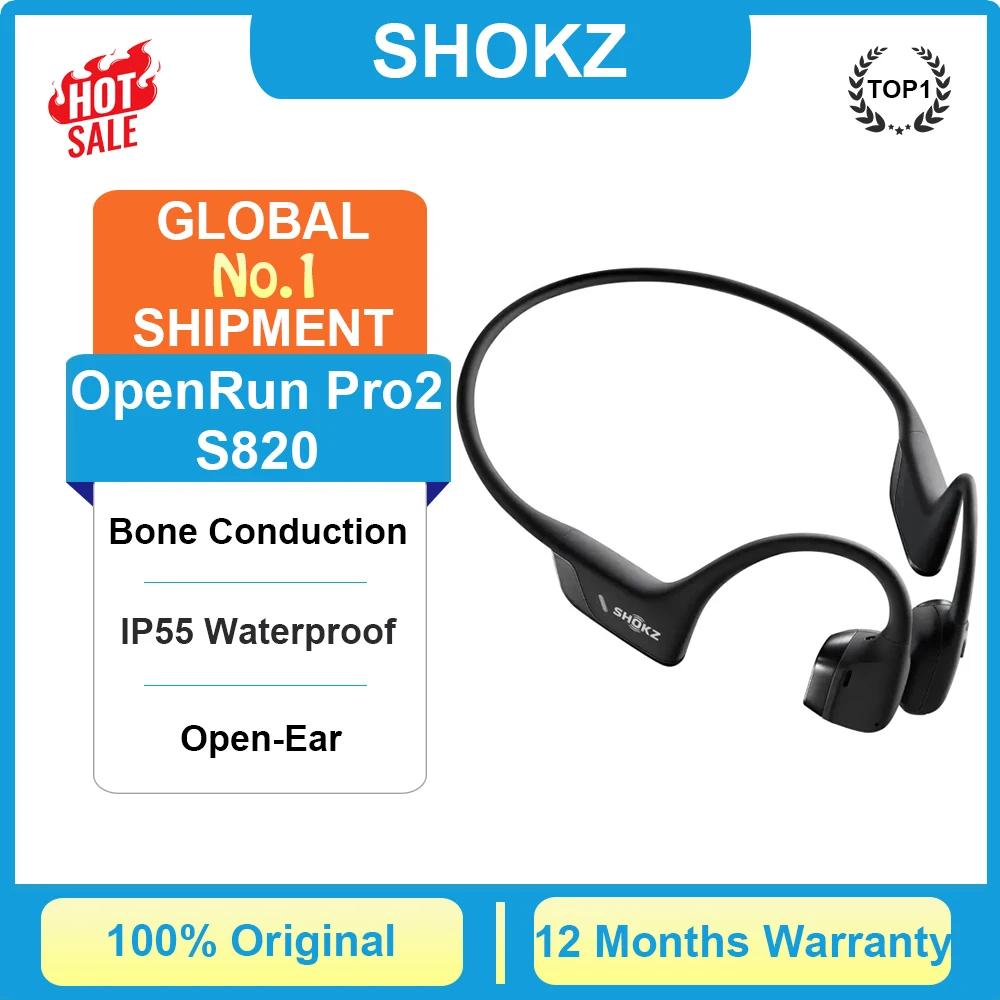 기존 SHOKZ OpenRun Pro 2 S820 블루투스 이어폰 IP55 방수 골전도 헤드폰 음악 스포츠 무선 이어 버드