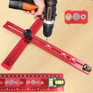 50cm 2 in 1 드릴링 포지셔닝 눈금자 조합 각도 T 자형 눈금자 캐비닛 하드웨어 지그 서랍 설치 목공