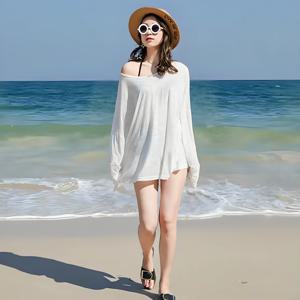 방수 비키니 커버업 비치 코트 보온 스파 아우터웨어 화이트 자외선 차단 사롱 여성 수영복 아우터 드레스