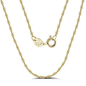 Kiss Mandy 14K 골드 925 스털링 실버 트위스트 커브 싱가포르 로프 체인 목걸이 여성용 클래식 넥 체인 쥬얼리 SC02