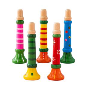 나무 트럼펫 어린이 장난감 경적 휘파람 어린이를위한 악기 조기 교육 Orff 음악 악기 사운드 훈련 게임