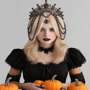 바로크 빈티지 블랙 크리스탈 라인톤 티아라와 크라운 여성용 신부 술 공주 여왕 Diadems 웨딩 헤어 액세서리