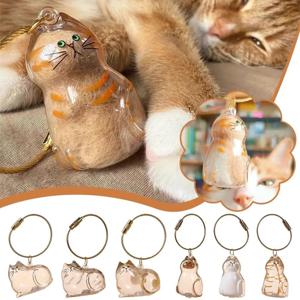 고양이 털 추모 참 레진 기념품 캡슐 애완동물 털 휴대용 열쇠고리 펜던트, 무지개 다리 펜던트