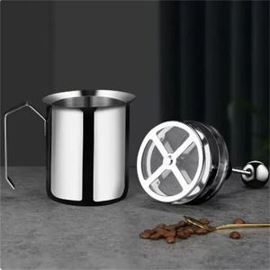 스테인레스 스틸 커피 거품기 더블 메쉬 우유 크리머 수동 우유 거품기 커피 믹서 우유 투수 주방 도구