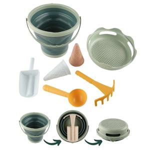 해변 장난감 접이식 양동이 접이식 운반 양동이 모래 양동이 7-in-1 장난감, 삽 갈퀴 아이스크림 장난감 어린이 해변 장난감