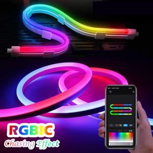 5V 플렉시블 라이트 스트립 USB RGBIC 드림컬러 체이싱 스트립 RGBIC 네온 로프 라이트 블루투스 네온 LED 스트립 라이트 음악 동기화