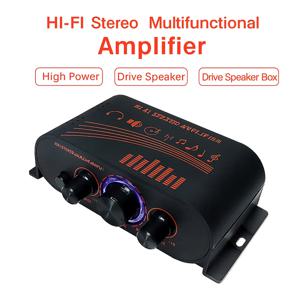 HiFi 스테레오 오디오 증폭기 RCA 입력 2 채널 20W×2 DC12V 미니 앰프, 자동차 홈 스피커 시스템 용 저음 고음 제어 포함