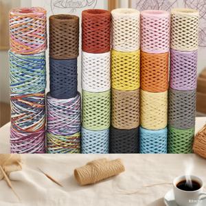 100M 천연 라피아 밀짚 원사 뜨개질 뜨개질 종이 스레드 친화적 인 종이 원사 DIY 수제 여름 Sunhat 비치 가방