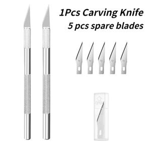 미끄럼 방지 금속 조각 칼 세트, 종이 커터, 조각 공예 칼, 5개 칼날 포함, 휴대폰 PCB 수리용 핸드 툴