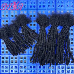 내추럴 블랙 100% 인모 인터로크 붙임머리 0.6cm 폭 4-8인치 풀 핸드메이드 드레드락 붙임머리 (남성, 여성, 어린이용)