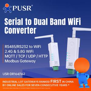 PUSR 시리얼 to TCP/IP 서버 RS485/232 to 듀얼 밴드 WiFi 컨버터 Modbus RTU to TCP 게이트웨이 IEEE802.11 a/b/g/n USR-DR164/162