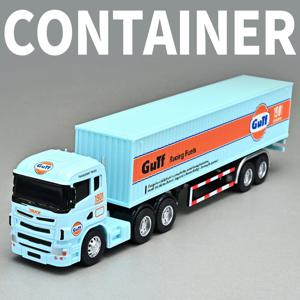 1:64 소형 트레일러 컨테이너 트럭 걸프 버전 시뮬레이션 합금 자동차 모델 장식 장난감 소년 장난감 선물