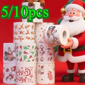 5/10pcs 크리스마스 욕실 화장지 롤 메리 크리스마스 홈 장식 크리스마스 장식 새해 장식품