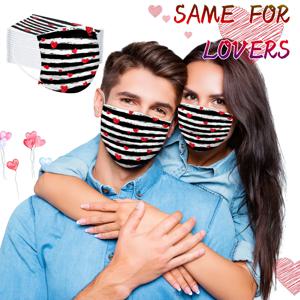 10/50pcs 발렌타인 데이 성인 일회용 마스크 커플 보호 통기성 마스크 러브 마스크 스트라이프 데이트 보호