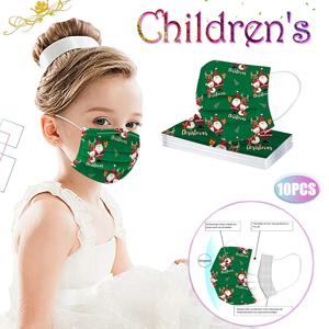 10개 크리스마스 어린이용 마스크 프린트된 만화 휴일 파티 일회용 크리스마스 휴대용 실용적인 인기 마스크 축제용
