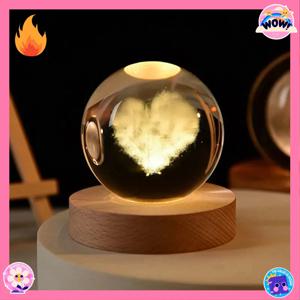 새로운 크리스마스 생일 선물 6cm 3D 크리스탈볼 크리스탈 행성 무드등 레이저 각인 태양계 생일 데스크탑 장식