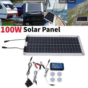 다결정 100W 태양 전지 패널 이중 출력 지능형 컨트롤러 12V-24V 방수 USB 태양 전지 패널 자동차 RV 보트 야외용