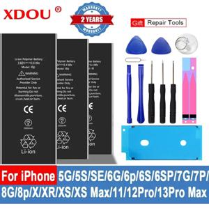 XDOU 배터리 iPhone 5S SE 2 6 6S 7 8 Plus X XR XS 11 12 13 Pro Max 교체 Bateria IP6S 6G 7G 7Plus 8Plus 4 5 4S