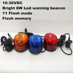 밝은 8W Led 자동차 경고 비콘 경찰 비상 조명, 시가 라이터 스위치, 하단 자석, 11 플래시 모드, 방수