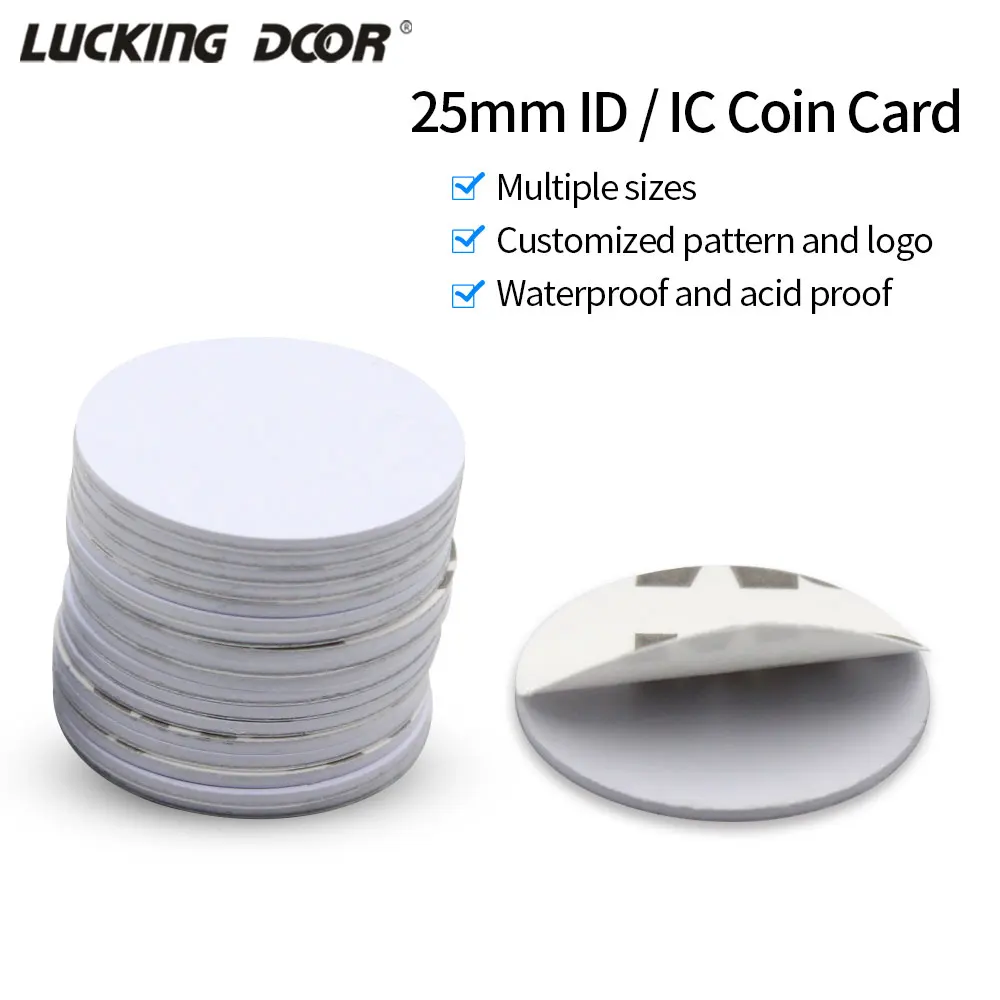 100 개/묶음 125khz 13.56mhz RFID 태그 키 체인 TK4100 접착 스티커 코인 카드 NFC ID IC 카드 키 직경 25mm DIY, 읽기 전용