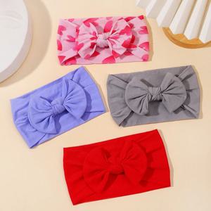 단색 아기 Bowknot 머리띠 Broadside Headwear 어린이 소녀 부티크 탄성 보호 터번 헤어 밴드 아기 헤어 액세서리