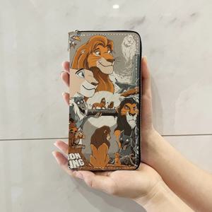 디즈니 라이온 킹 W7410 애니메이션 서류 가방 지갑 만화 지퍼 동전 가방 캐주얼 지갑 카드 보관 핸드백 남여 선물