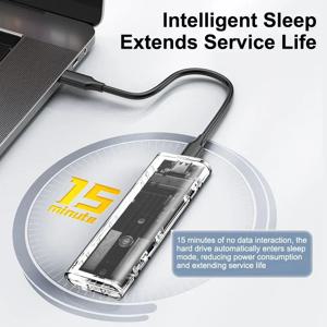 M.2 SSD 케이스 NGFF SATA 하드 디스크 박스 유형 C USB 3.1 투명 외부 SSD 케이스 2230 2242 2260 2280 NGFF M.2 하드 디스크 케이스