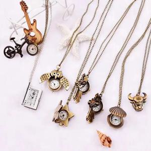 패셔너블한 만화 빈티지 릴리프 플립 스타일 포켓 워치 온 체인 펜던트 목걸이, 생일 선물, 15 가지 새로운 유형