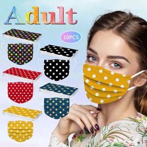 성인용 웨이브 포인트 인쇄 방진 일회용 보호 마스크, 야외 방진 얼굴 보호 마스크, 10 개