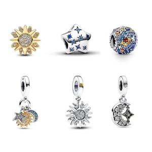 새로운 핫셀링 925 실버 별 달 태양 참, 오리지널 목걸이 팔찌 여성 DIY 파티 생일 선물에 적합