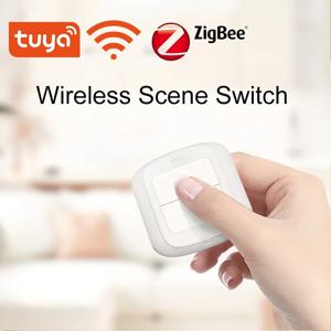 Tuya Wifi / Zigbee 2 Gang 무선 핸드 - 원격 장면 스위치 버튼 컨트롤러 배터리 구동 자동화 앱 제어 장치