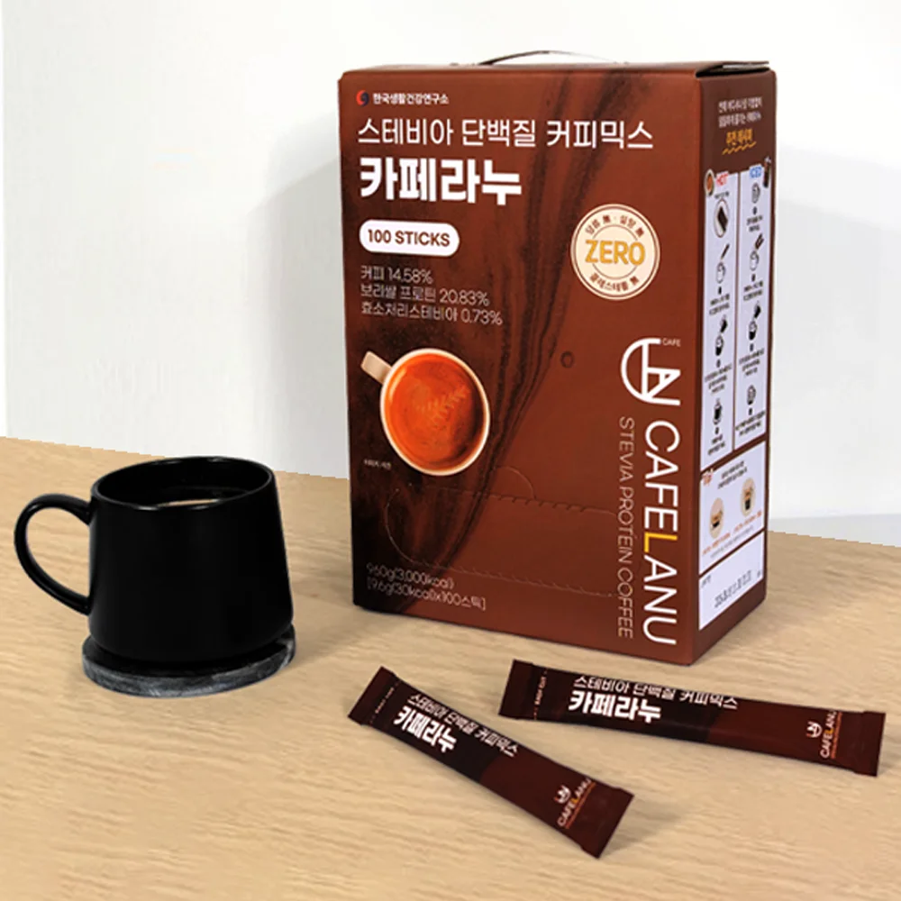 카페라누 스테비아 단백질 커피 1세트(100개입) 무설탕 커피믹스 제로슈가 프로틴 믹스커피
